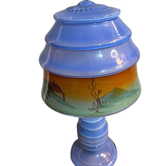 Vintage Reverse Painted Boudoir Lamp - Picture 2 of 8